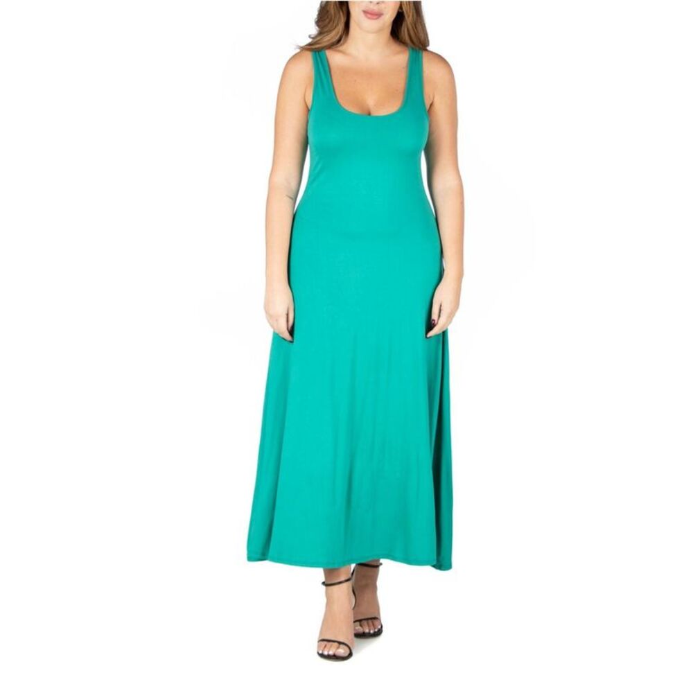24seven Womens Plus Size Simple Tank Maxi Dress, NWT